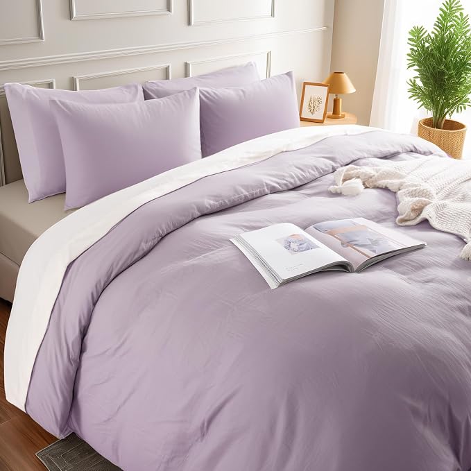 NEXHOME PRO Duvet Cover Set 100% Washed Cotton California Kingn 104"x98" - Image 4