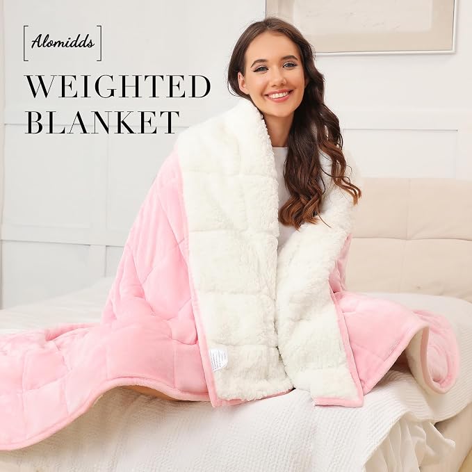 Alomidds Weighted Blanket Twin Size 20lbs 48x72 inches, Sherpa Weighted Blankets - Image 6