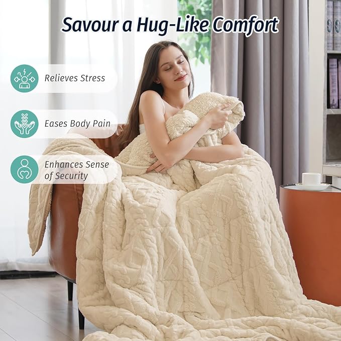 Wemore Weighted Blanket for Adults Twin Size 15 lbs, Dual Sided Soft Fuzzy - Image 4