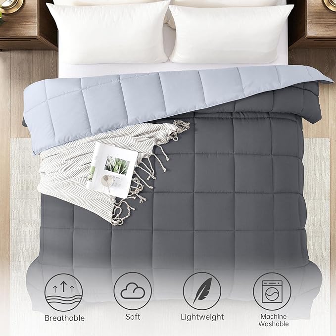 Homelike Moment Twin Comforter Duvet Insert- Grey Down Alternative Bed - Image 5