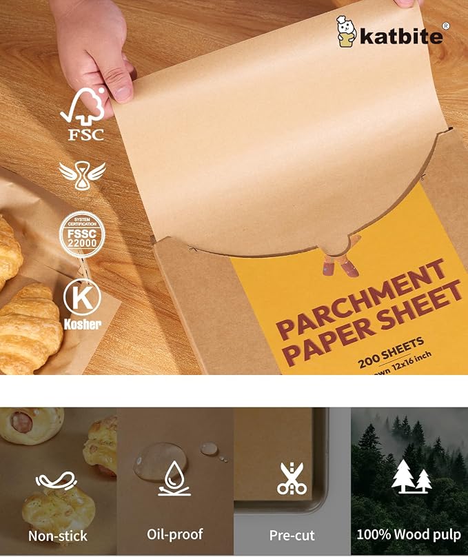 Katbite 200Pcs 12x16 In Unbleached Parchment Paper - Image 5