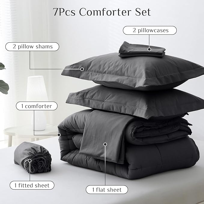JOLLYVOGUE Queen Comforter Set, Ultra-Soft Bed in a Bag Queen Size 7 Pieces - Image 5