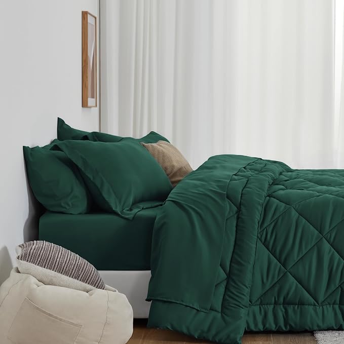 Love's cabin Twin XL Comforter Set Dark Green, 5 Pieces Twin XL Bed in a Bag - Image 8