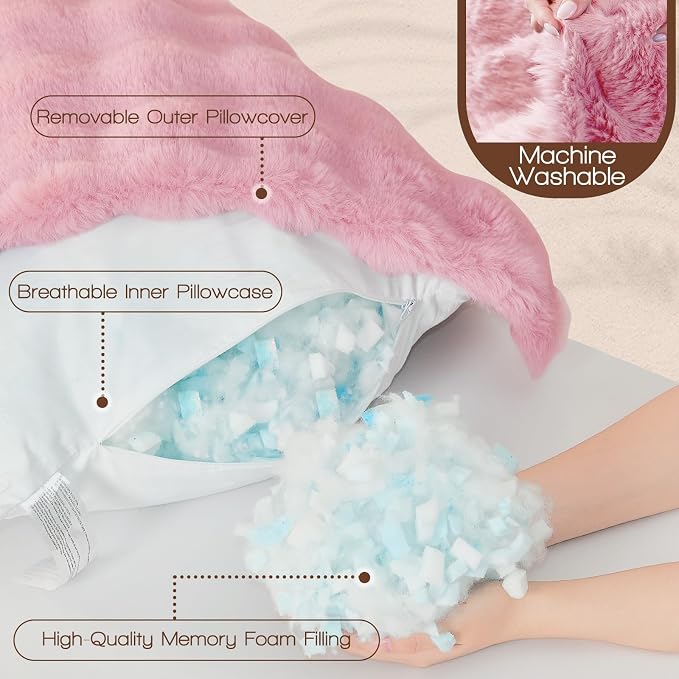 YZ HOME Faux Fur Fluffy Body Pillow - Image 4