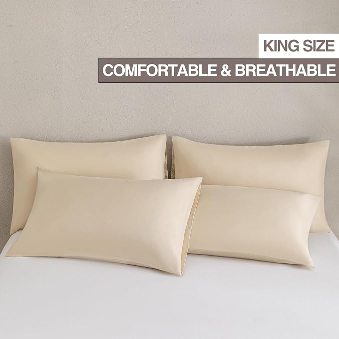 MINIPANDA Beige King Size Pillow Cases Set of 4 - Image 2