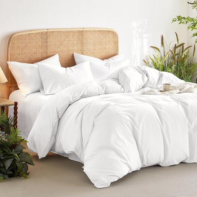 Wake In Cloud - Cotton Duvet Cover Set, Full Size, 100% Washed Cotton, Linen - Image 3