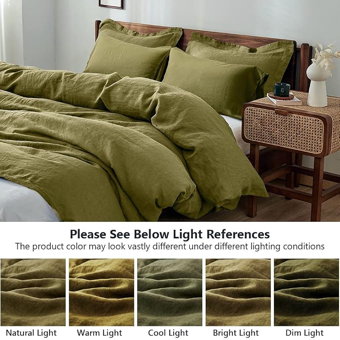Simple&Opulence 100% Washed Linen Duvet Cover Set 5pcs Basic Style Natural - Image 6