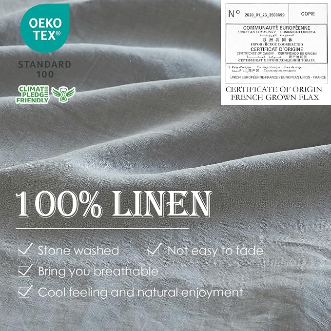 Simple&Opulence 100% Linen Duvet Cover Set 3pcs Basic Style Natural French - Image 2