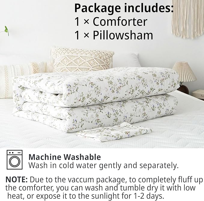 LEMIROE Botanical Cotton Comforter Twin Size - Image 7