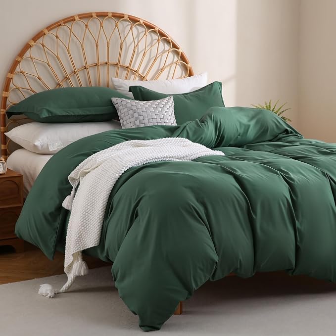 JSD Hunter Green Duvet Cover Set King Size, 3 Piece Duvet Cover - Image 6