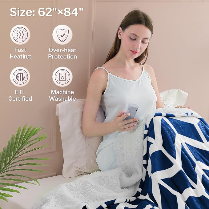 VENTIMI Electric Blanket Heated Throw, Fast Heating Blankets - Image 4