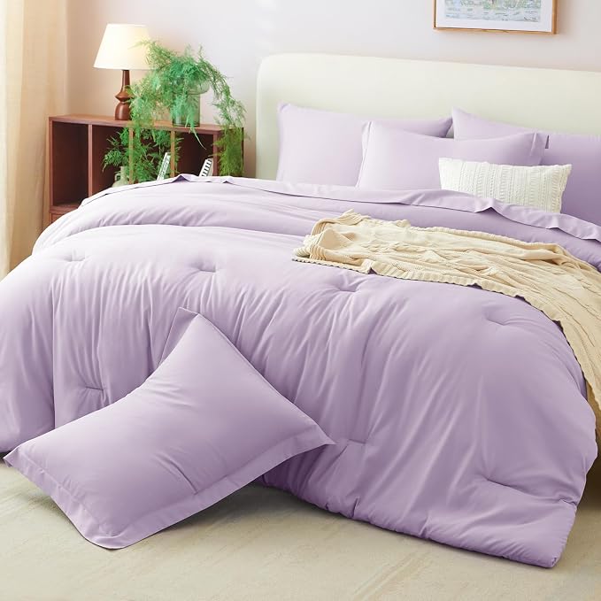 CozyLux Full Size Comforter Sets Lavender, 7 Pieces Bed in a Bag Full Comforter - Image 9