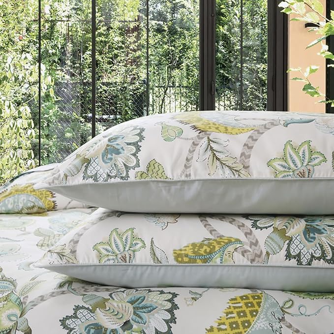 mixinni Boho-Chic King Size Duvet Cover Paisley Light Blue and Light Green Long - Image 4