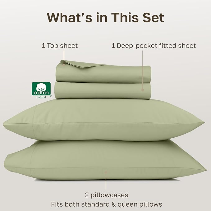 California Design Den Thick and Natural 100% Cotton Bedsheets Queen Size Bed Set - Image 4
