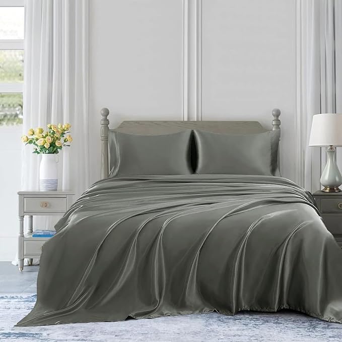 Homiest Dark Grey Satin Queen Bedding - Image 5