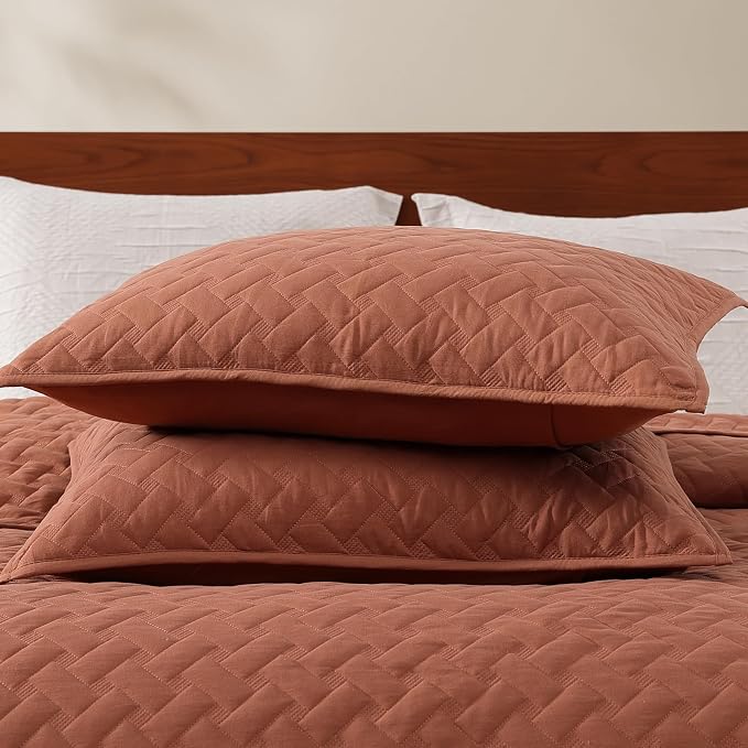 WRENSONGE Queen Quilt-3 Pieces Weave Autumn Leaf Bedspreads Queen Size Quilt - Image 5