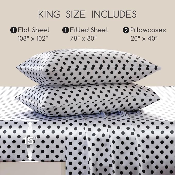 MR&HM Satin Bed Sheets with Elastic Corner Straps, King Size Sheets Set - Image 2