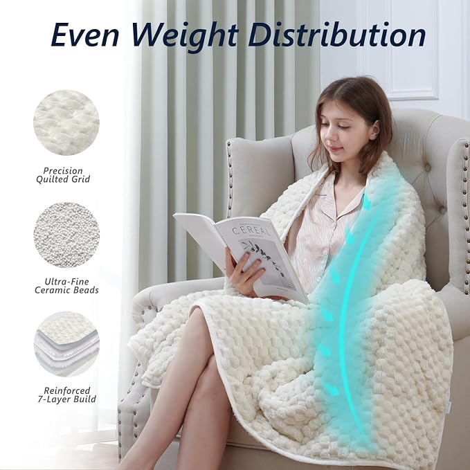 Mr. Sandman Weighted Blankets for Adults Queen Size 25lbs, Warm Sherpa Fleece - Image 4