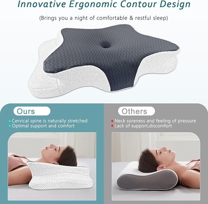 CHxxy Cervical Pillow for Neck Pain Relief, Memory Foam Pillows, Ergonomic - Image 3