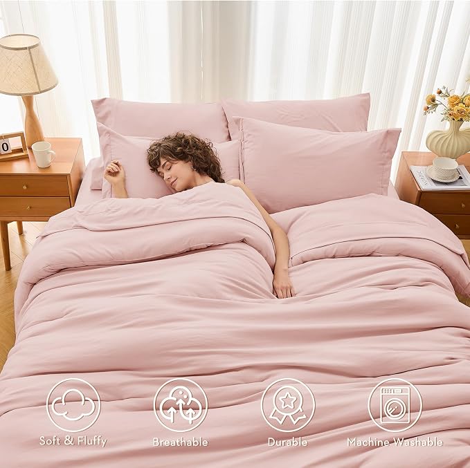 MUXHOMO 7 Pieces Queen Comforter Set, Soft Bed in a Bag Queen Size, All Season - Image 2