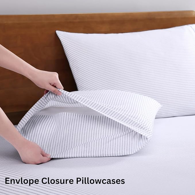 LANE LINEN Eco Friendly 100% Organic Cotton King Bed Sheets Set, Printed Modern - Image 5