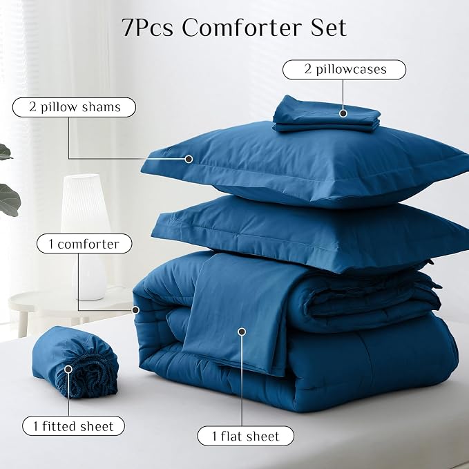 JOLLYVOGUE Queen Comforter Set, Ultra-Soft Bed in a Bag Queen Size 7 Pieces - Image 5