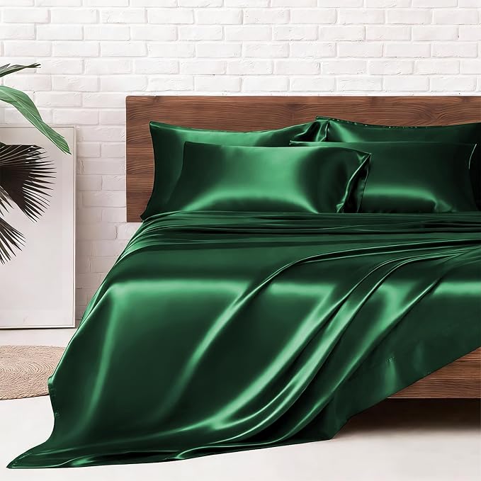 MR&HM Satin Bed Sheets, King Size Sheets Set by MRHM