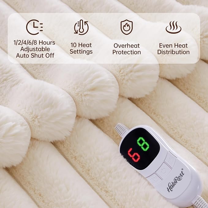 Heated Blanket Twin Size, Faux Fur Cozy Heating Blanket - Image 3
