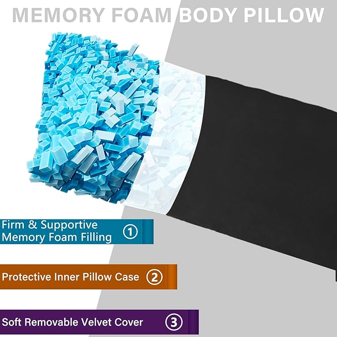 1 MIDDLE ONE Body Pillow, Memory Foam Body Pillows - Image 2