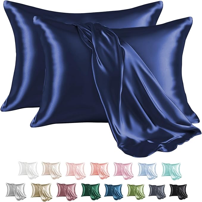 MR&HM Satin Pillowcase for Hair and Skin, Silk Satin Pillowcase 2 Pack by MRHM