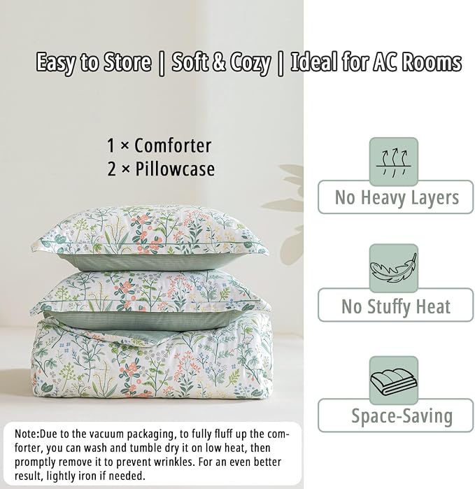 LEMIROE Floral Cotton Comforter Queen Size - Image 7