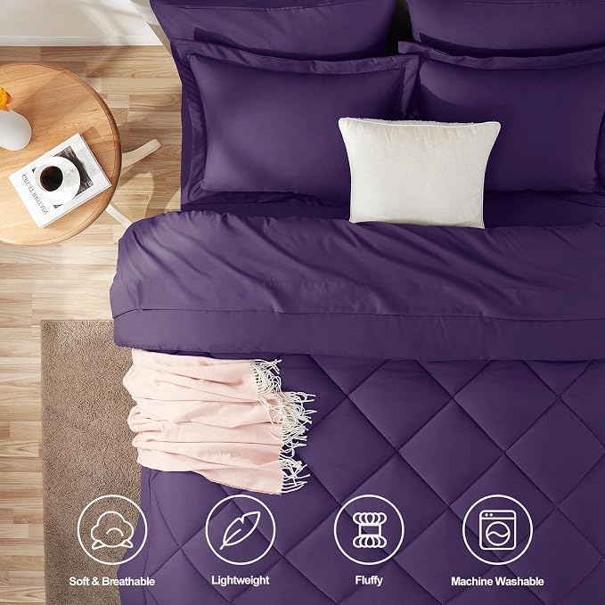CozyLux King Size Comforter Set Purple - Image 2