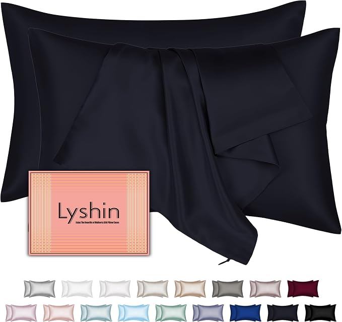 Silk Pillow Cases 2 Pack Queen Size by LYSHINSILKPILLOWCASES