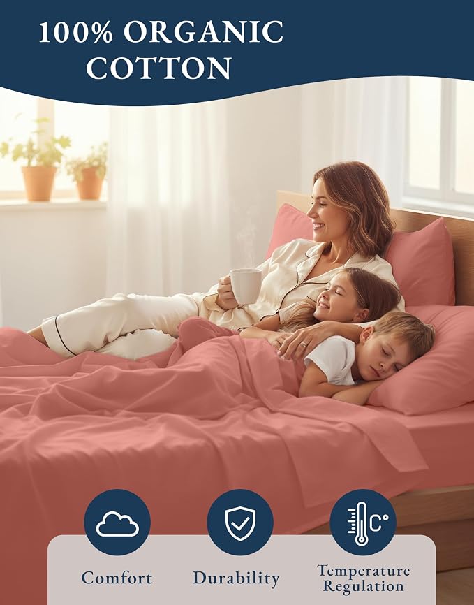 LANE LINEN 100% Organic Cotton Full Sheets Set, 4-Piece Pure Organic Cotton - Image 6