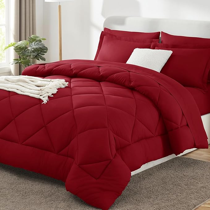 CozyLux King Size Comforter Set Dark Red by CozyLux