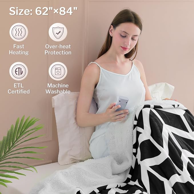 VENTIMI Electric Blanket Heated Throw, Fast Heating Blankets - Image 4