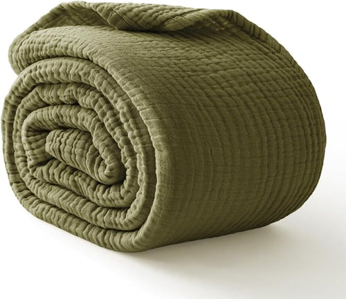 100% Cotton Muslin Blanket Twin 60" x 80", Breathable and Lightweight Cotton by Kozyhvn