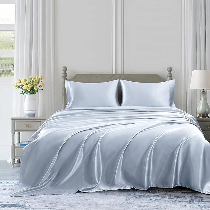 Homiest Baby Blue Satin Flat Sheet - Image 5