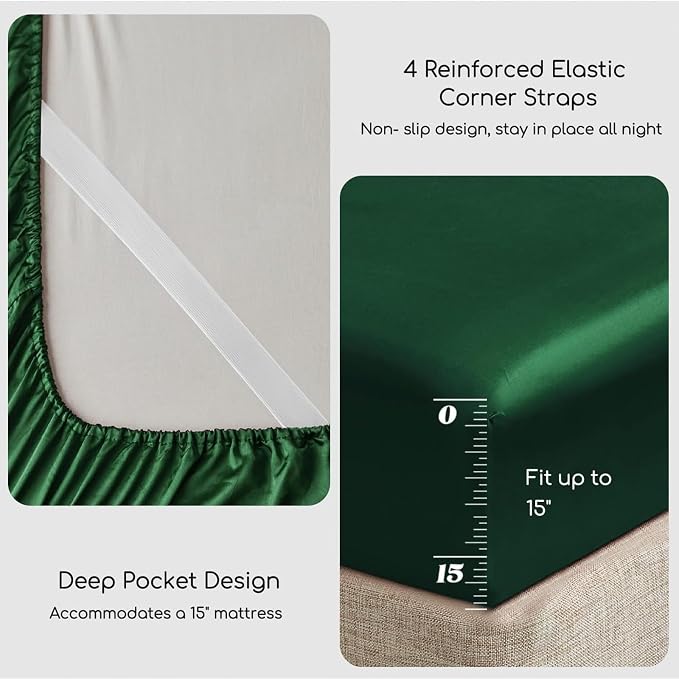 MR&HM Satin Bed Sheets, Queen Size Sheets Set - Image 4