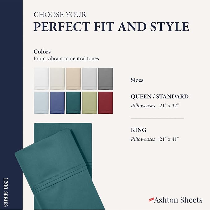 100% Egyptian Cotton Pillow Cases King Size Set of 2 - Image 7
