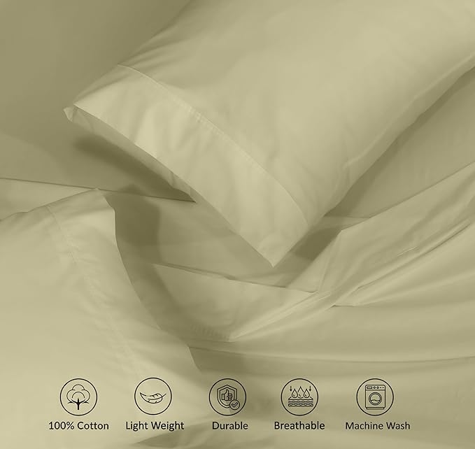 RUVANTI 100% Cotton Sheets – Twin XL Size Percale Bedding, Cooling & Breathable - Image 4