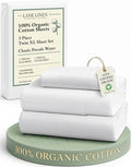 LANE LINEN 100% Organic Cotton White Twin XL Sheets Set 3-Piece Pure Percale by LaneLinen