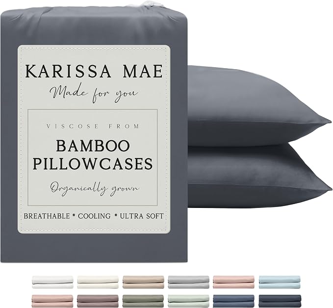 Karissa Mae Cooling Bamboo Viscose Queen Size Pillowcase Set | 100% FSC by KARISSAMAE