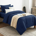 CozyLux Twin Comforter Set Navy Blue, 5 Pieces Bed in a Bag Twin Comforter Set by CozyLux
