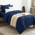 CozyLux Twin XL Comforter Set Navy Blue, 5 Pieces Bed in a Bag Twin Extra Long by CozyLux