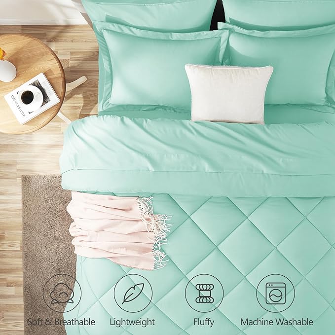 CozyLux Full Size Comforter Sets Mint Green - Image 2