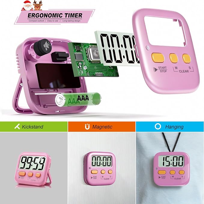 Antonki 2 Pack Digital Timer for Kids, Magnetic Countdown Kitchen Timers for - Image 5