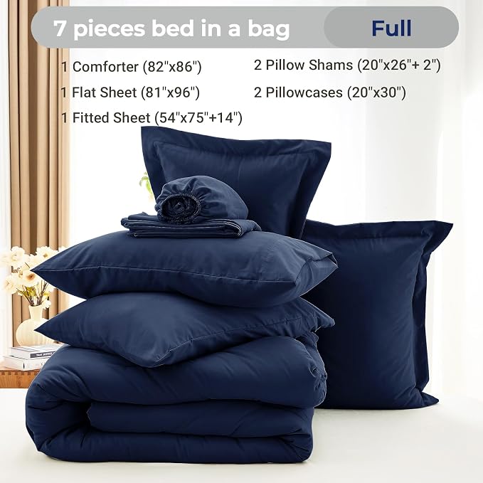 MUXHOMO 7 Pieces Full Comforter Set, Soft Bed in a Bag Full Size, All Season - Image 4