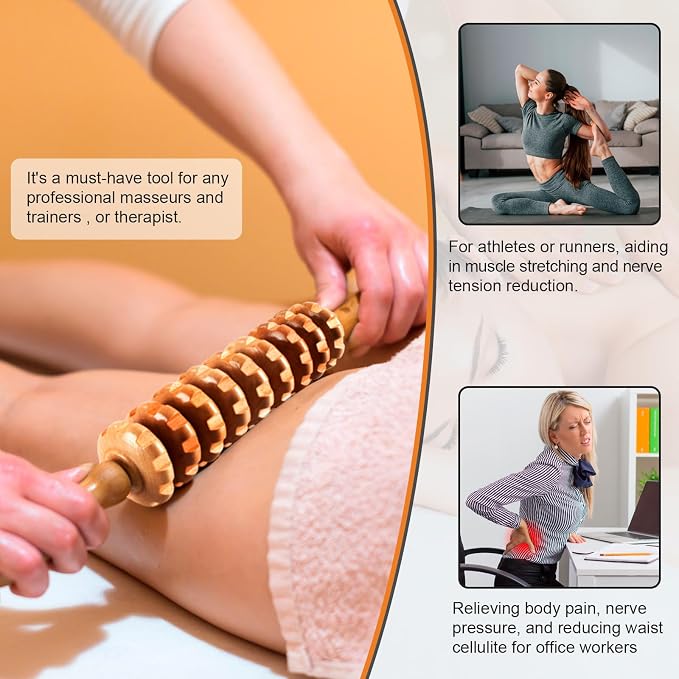 KintKita 3 in 1 Wood Therapy Massage Tool, Wooden Lymphatic Drainage Massager - Image 4