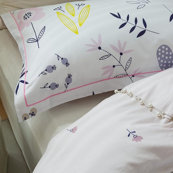mixinni Girls Duvet Cover Twin Size Blossom Duvet Cover Cotton Flower White - Image 5